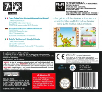 Spore Creatures (Europe) (En,Fr,De,Es,It,Nl) box cover back